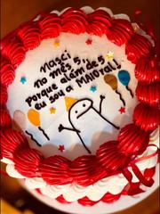 Bentô cake vermelho vintage com frase de aniversário